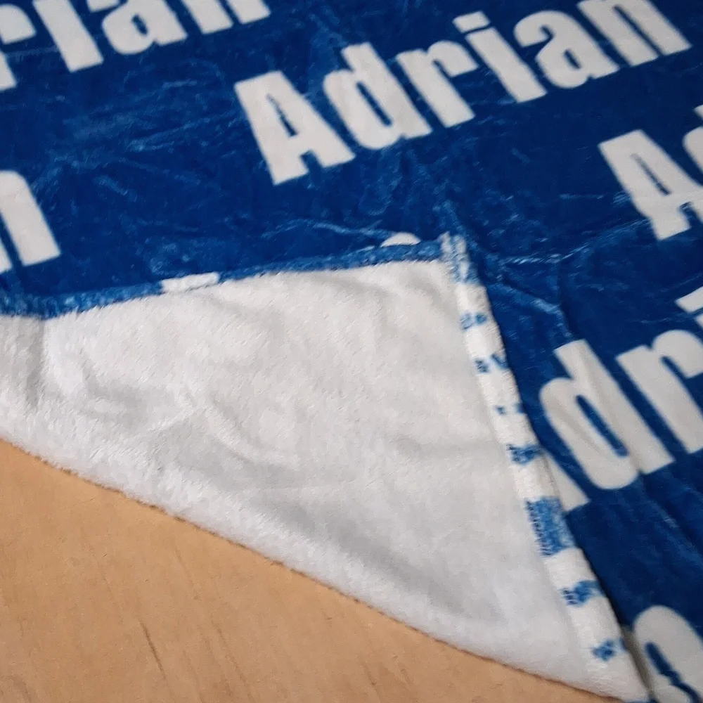 New Blue and White Personalized Blanket 